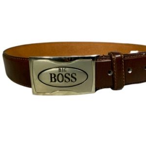 Men's Genuine Leather Belt with 'Big Boss'